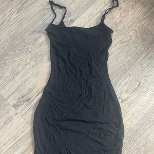 Skims Soft Lounge Ribbed Maxi Slip Dress in Onyx, Size S